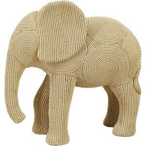 9-inch Beige Resin Elephant Statue Small Home Décor Sculpture Shelf Figurine
